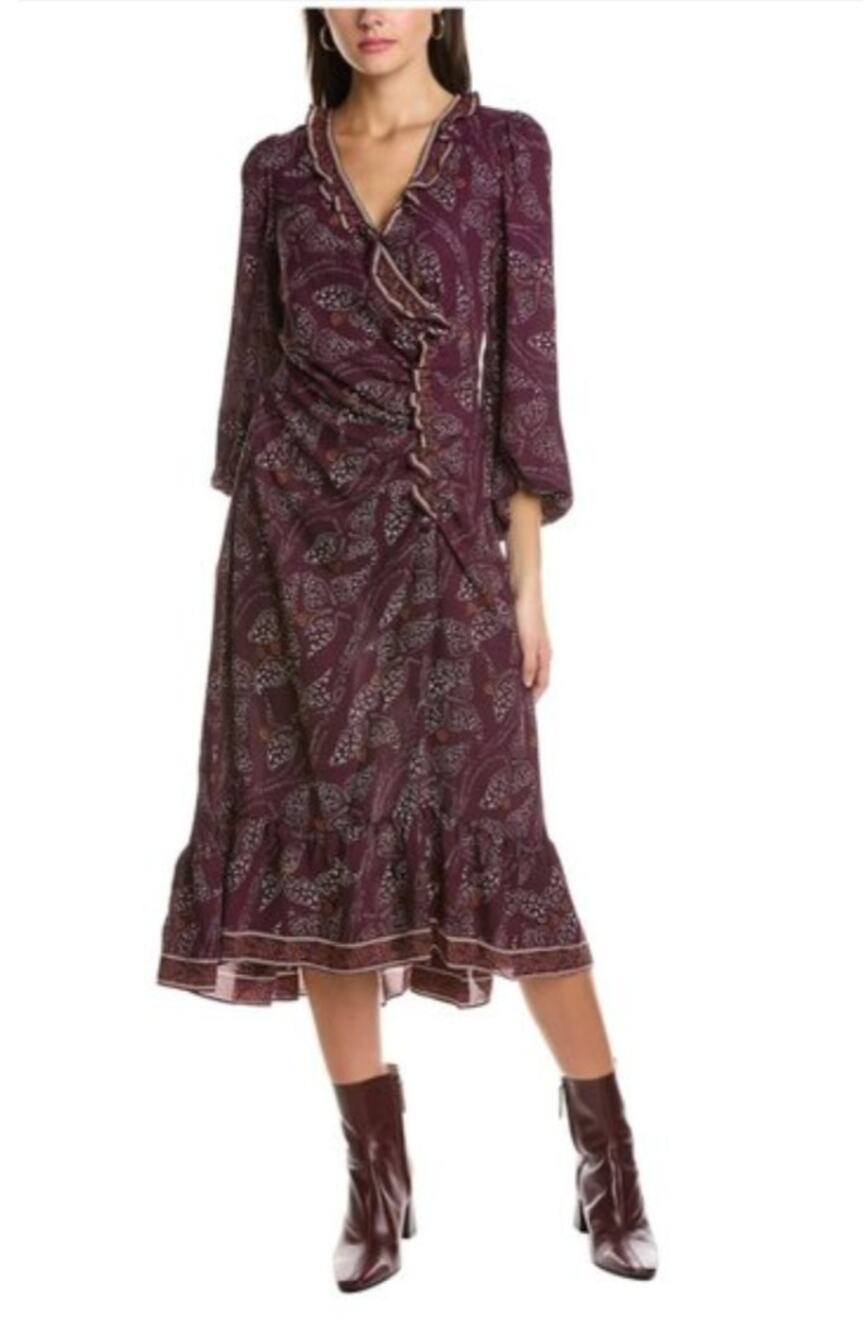 Max Studio Purple Cinched Waist Dress